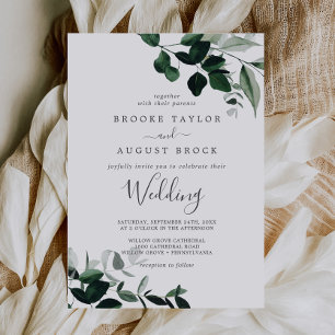 Emerald Greenery Wedding Invitation