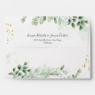 Emerald Greenery Wedding Invitation Envelope