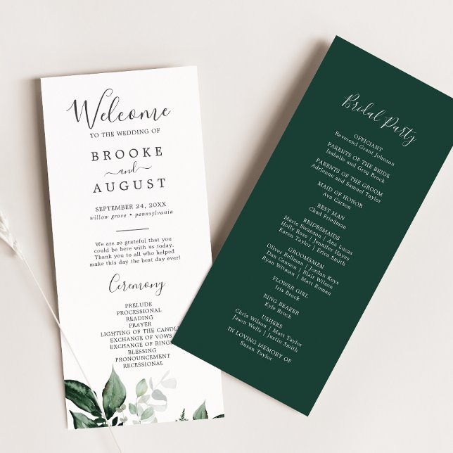 Emerald Greenery Wedding Program Programme (Creator Uploaded)