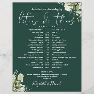 Emerald Greenery Wedding Schedule Timeline