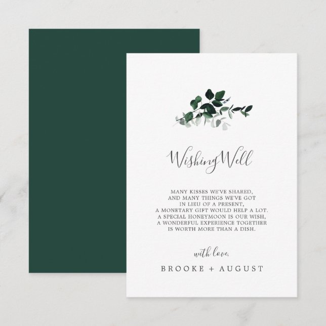 Emerald Greenery Wedding Wishing Well Card (Front/Back)