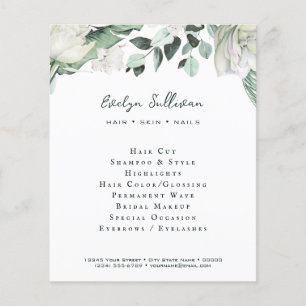 emerald greenery white flowers flyer