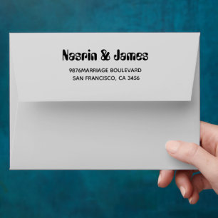 Emerald Grey Wedding Return Address Envelope