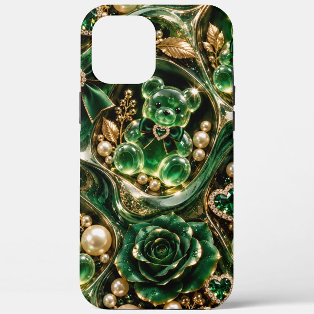  Emerald gummy bears with pearls iphone case (Back)