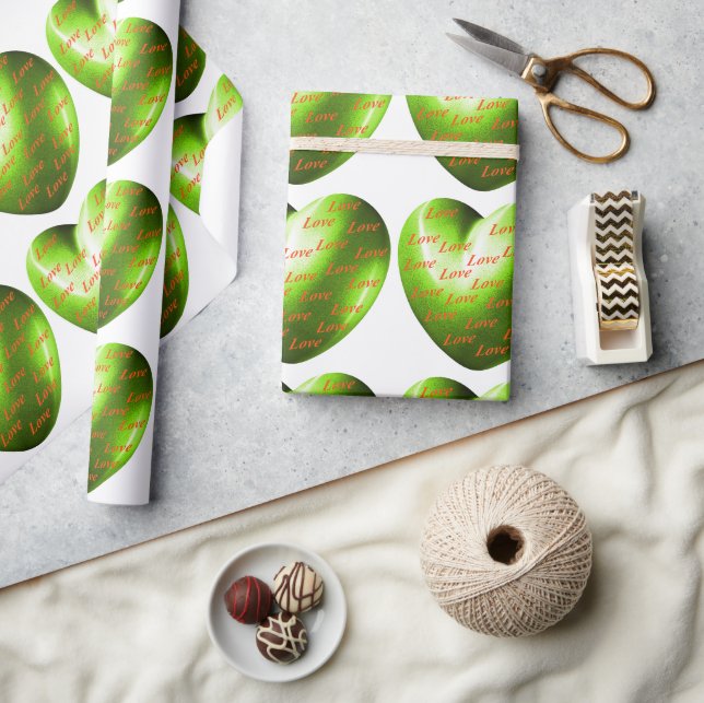 Emerald Heart Filled With Love Wrapping Paper (Crafts)