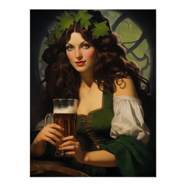 Emerald Heart, Golden Ale | Mediaeval Irish Maiden Poster (Front)