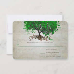 Emerald Heart Leaf Tree Wedding Invites