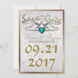 Emerald Heart Save the Date Invitation