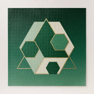 Emerald Hexagon Geometric Luxe Jigsaw Puzzle