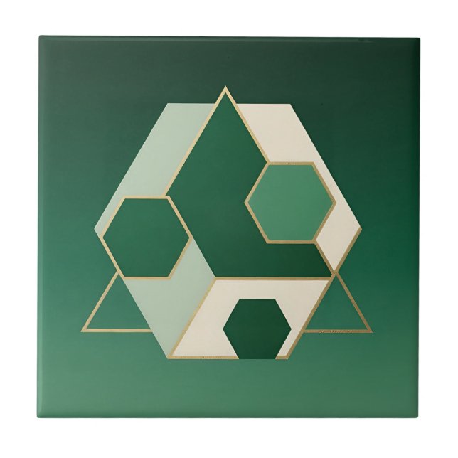 Emerald Hexagon Geometric Luxe Tile (Front)