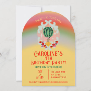 Emerald Hot Air Balloon Kids Birthday Invitation