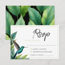 Emerald Hummingbird Tropical Leaves Wedding