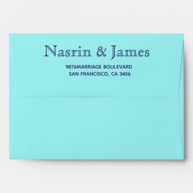 Emerald Indigo Wedding Return Address Envelope (Back (Top Flap))