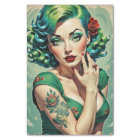Emerald Ink Pin-Up Girl with Tattoos Decoupage