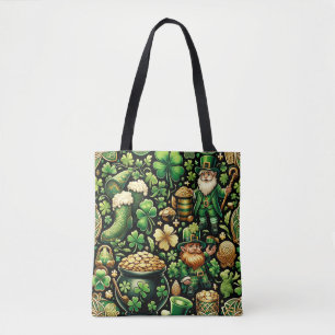 Emerald Isle Charm: Seamless St. Patrick's Day Pat Tote Bag