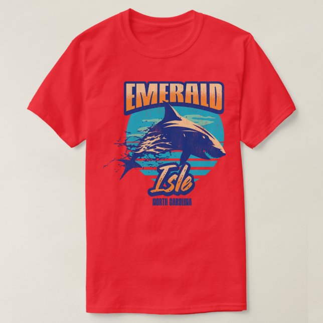 Emerald Isle North olina Shark T-Shirt (Design Front)