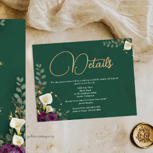 Emerald & Ivory Botanical Elegance Wedding Enclosure Card
