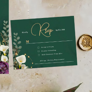 Emerald & Ivory Botanical Elegance Wedding RSVP Card