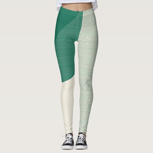 Emerald Ivory Triangles Linear Leggings (Front)