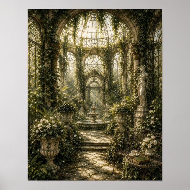 Emerald Ivy Conservatory Vintage Botanical Wall  Poster (Front)