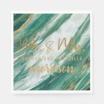 Emerald Jade Green Gold Painted Marble Wedding