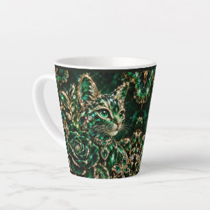 Emerald Jewel Cat Poster Latte Mug