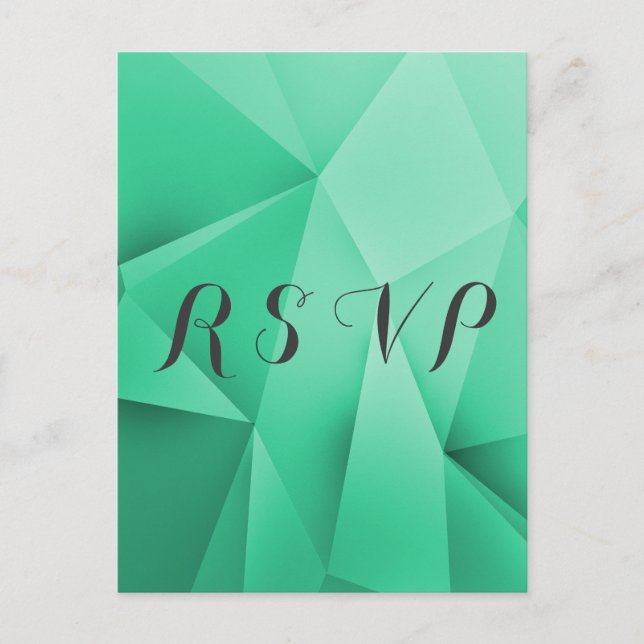 Emerald Jewel Tones Wedding RSVP Postcard (Front)