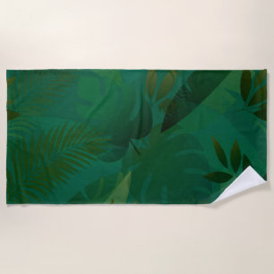Emerald Jungle Exotic Mystic Tropical Leaves Beach Towel