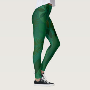 Emerald Jungle Exotic Mystic Tropical Leaves Leggings