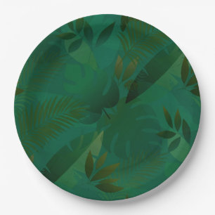 Emerald Jungle Exotic Mystic Tropical Leaves Paper Plate