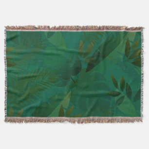 Emerald Jungle Exotic Mystic Tropical Leaves Throw Blanket