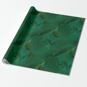 Emerald Jungle Exotic Mystic Tropical Leaves Wrapping Paper