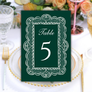 Emerald & Lace Old Money Retro Classy Wedding Table Number