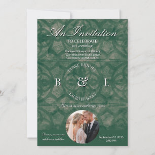 Emerald Lake Fall Muscadine Monogram Custom Photo Invitation
