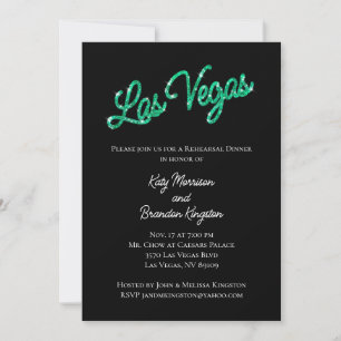 Emerald Las Vegas Sparkles Rehearsal Dinner Invitation