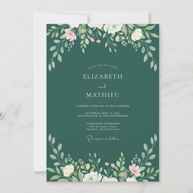Emerald Leafy Vine Wedding Invitation (Front)