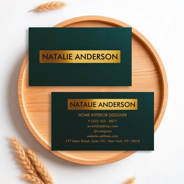 Emerald Leather & Gold Foil Business Card (Creator Uploaded)