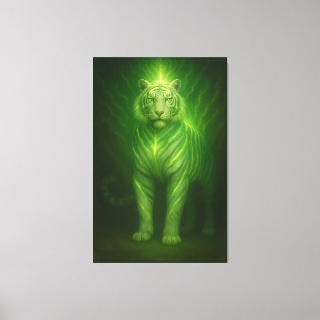 Emerald Light Guardian White Tiger – Standing Divi Canvas Print (Front)
