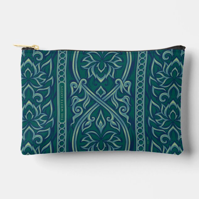Emerald Lotus Tapestry Pattern - The White Lotus Accessory Pouch (Front)