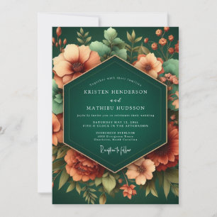 Emerald Luminous Autumnal Wedding Invitation