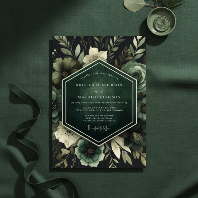 Emerald Lush Bloom Wedding Invitation (Creator Uploaded)