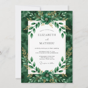 Emerald Lush Woodland Wedding Invitation