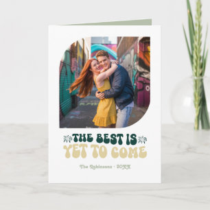 Emerald Luxe Champagne Retro New Year Photo Holiday Card