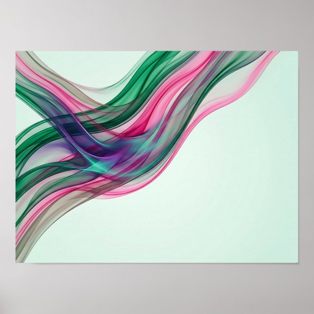 Emerald Magenta Interwoven Fluid Abstract Poster (Front)