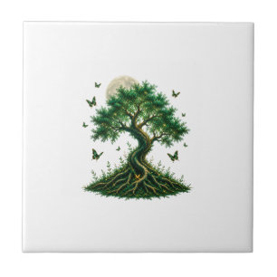 emerald magic tree latte mug tile