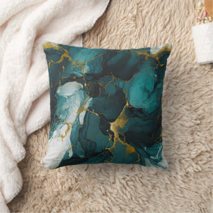 Emerald Marble with Golden Veins Cushion