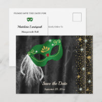 Emerald Masquerade Black Damask Save the Date