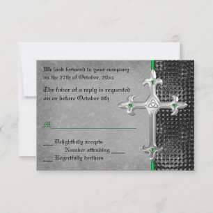 Emerald Mediaeval Celtic Cross RSVP Card