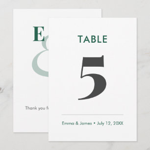 Emerald Minimalist Ampersand   Table Number