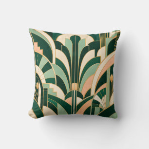 Emerald Mint Art Deco Geometry Cushion